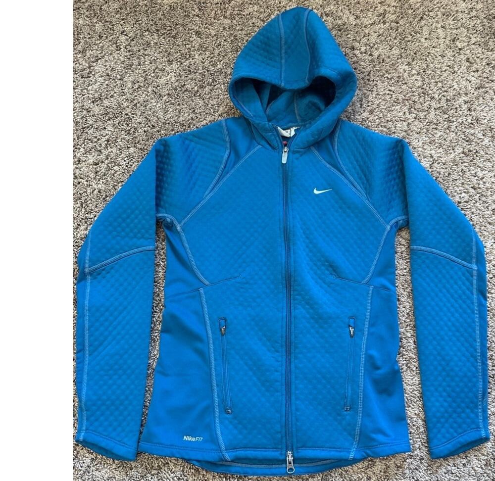Womens Nike Full Zip Hooded Running Jacket Teal Size Medium